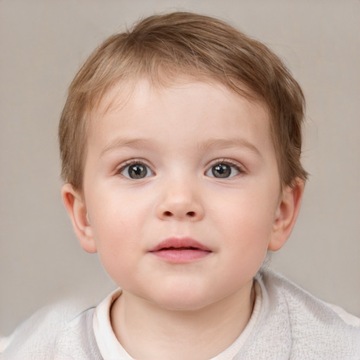 Neutral white child male with short  brown hair and blue eyes