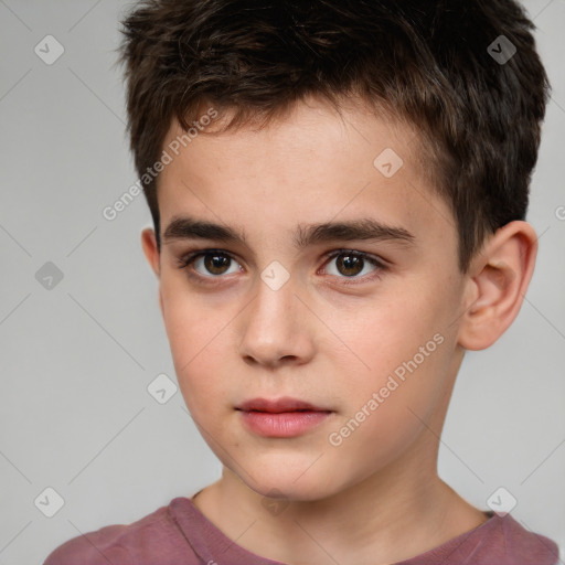 Neutral white child male with short  brown hair and brown eyes