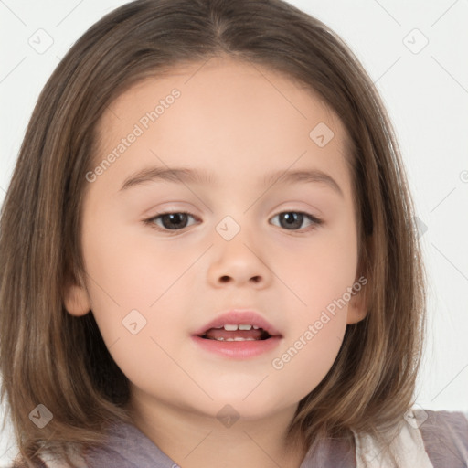 Neutral white child female with medium  brown hair and brown eyes