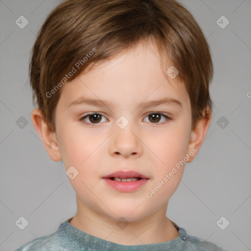 Neutral white child male with short  brown hair and brown eyes