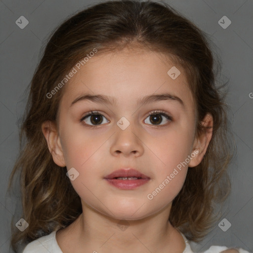 Neutral white child female with medium  brown hair and brown eyes