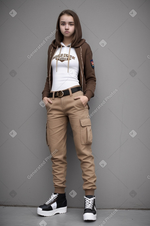 Romanian teenager girl with  brown hair