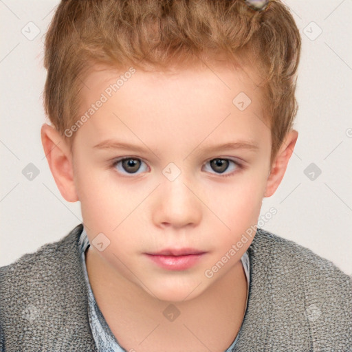 Neutral white child male with short  brown hair and brown eyes