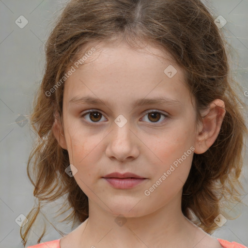 Neutral white child female with medium  brown hair and brown eyes