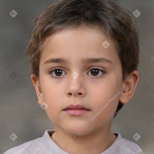 Neutral white child male with short  brown hair and brown eyes