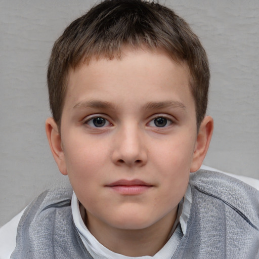 Neutral white child male with short  brown hair and brown eyes