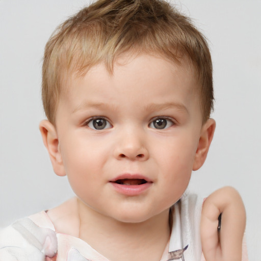 Neutral white child male with short  brown hair and brown eyes