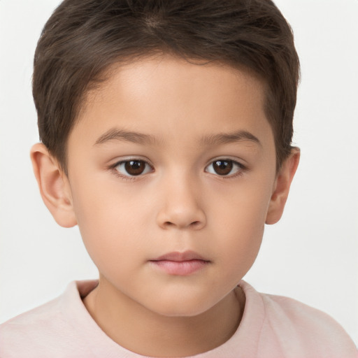 Neutral white child male with short  brown hair and brown eyes