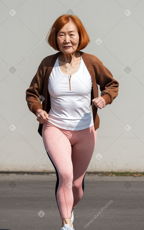 Mongolian elderly female with  ginger hair