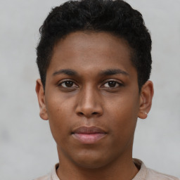 Neutral black young-adult male with short  brown hair and brown eyes