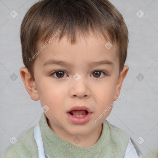 Neutral white child male with short  brown hair and brown eyes