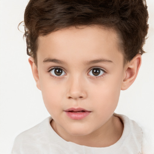 Neutral white child male with short  brown hair and brown eyes