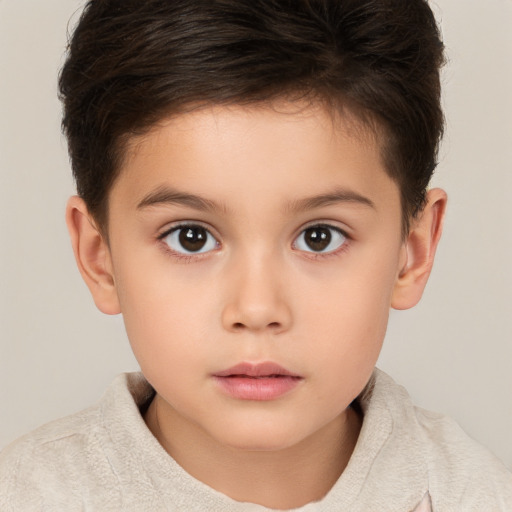 Neutral white child female with short  brown hair and brown eyes