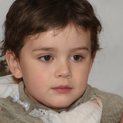 Neutral white child male with medium  brown hair and brown eyes