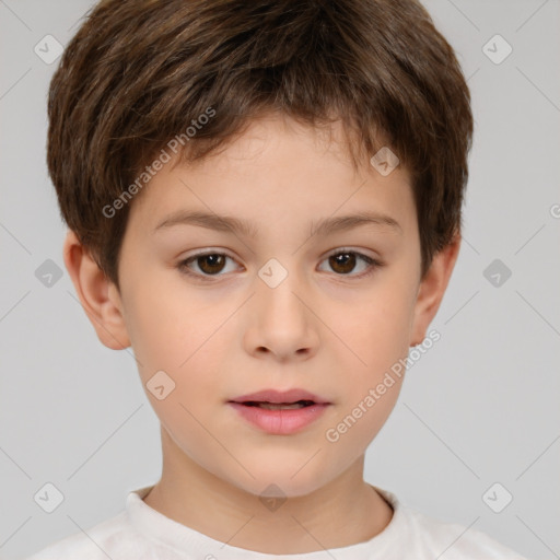 Neutral white child male with short  brown hair and brown eyes