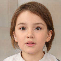 Neutral white child female with medium  brown hair and brown eyes