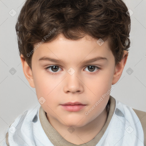 Neutral white child male with short  brown hair and brown eyes