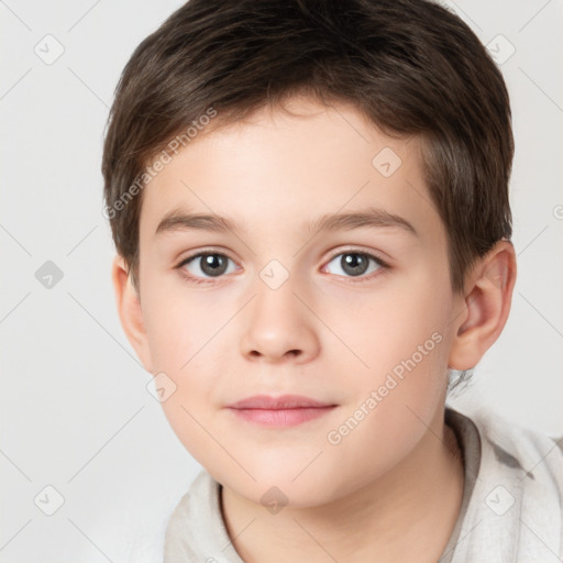 Neutral white child male with short  brown hair and brown eyes