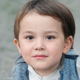 Neutral white child female with short  brown hair and brown eyes