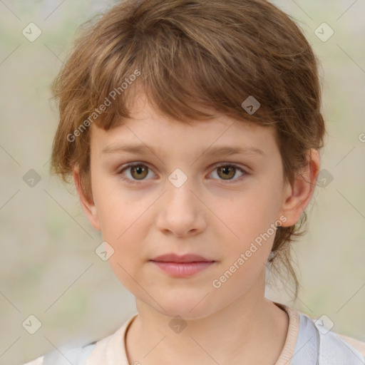 Neutral white child female with medium  brown hair and brown eyes