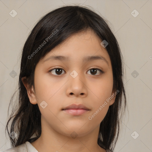 Neutral asian child female with medium  brown hair and brown eyes