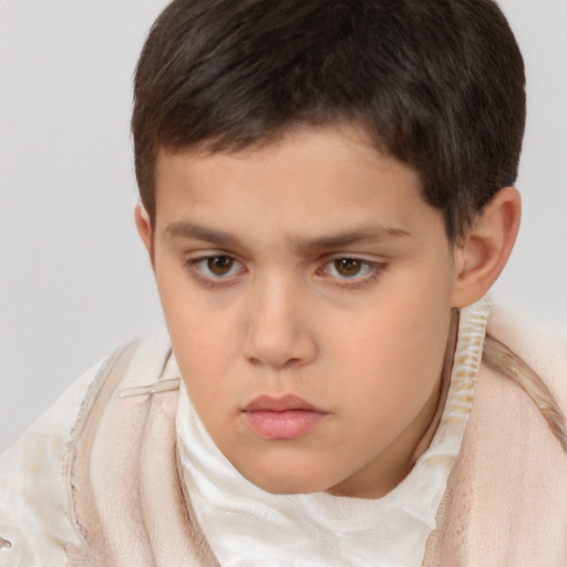 Neutral white child male with short  brown hair and brown eyes