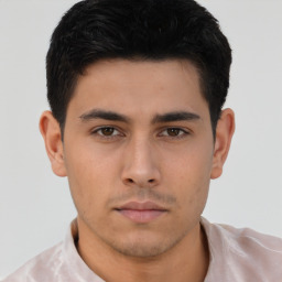 Neutral asian young-adult male with short  brown hair and brown eyes