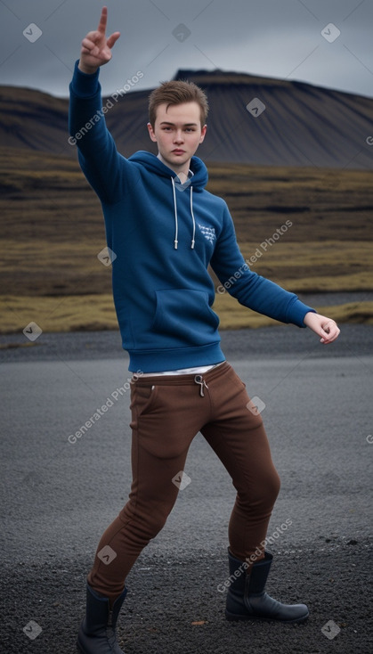 Icelandic young adult male with  brown hair