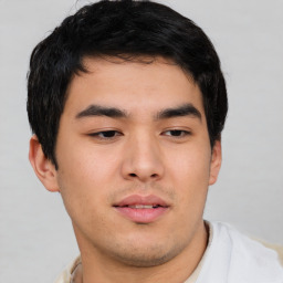 Neutral asian young-adult male with short  brown hair and brown eyes