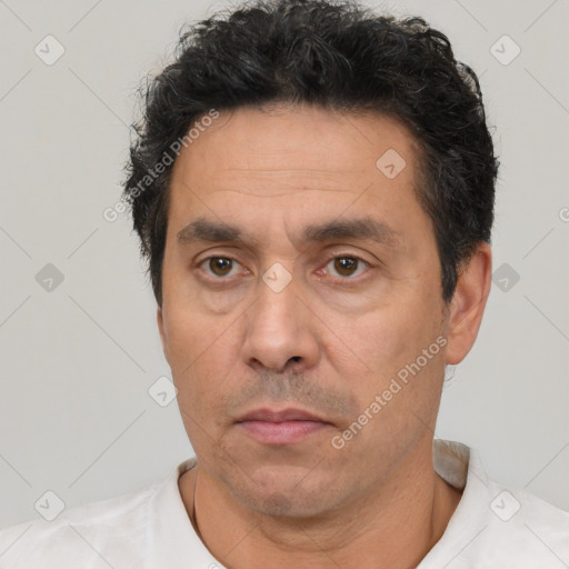 Neutral white adult male with short  brown hair and brown eyes