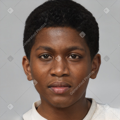 Neutral black young-adult male with short  brown hair and brown eyes