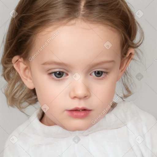 Neutral white child female with medium  brown hair and brown eyes