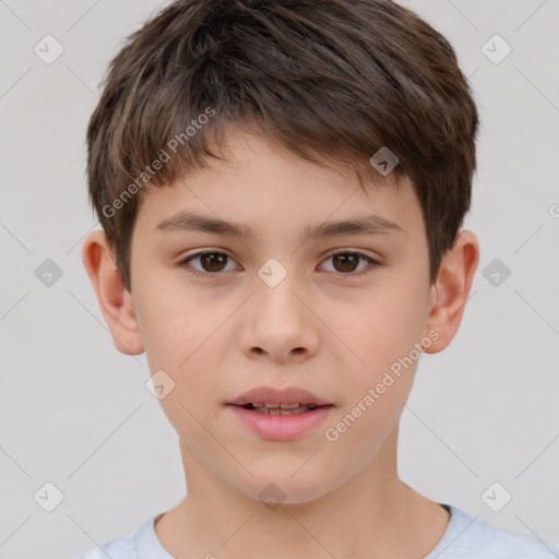 Neutral white child male with short  brown hair and brown eyes