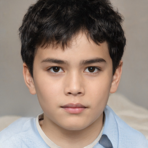 Neutral asian child male with short  brown hair and brown eyes