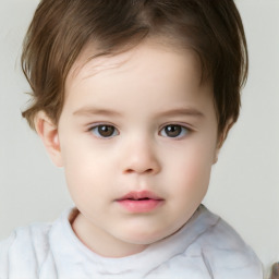 Neutral white child female with short  brown hair and brown eyes