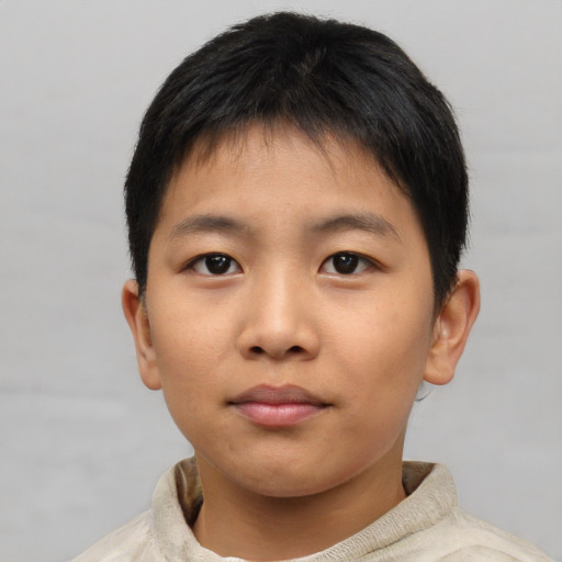 Neutral asian young-adult male with short  brown hair and brown eyes