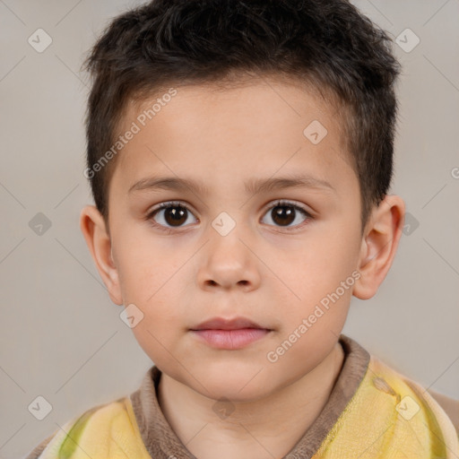 Neutral white child male with short  brown hair and brown eyes