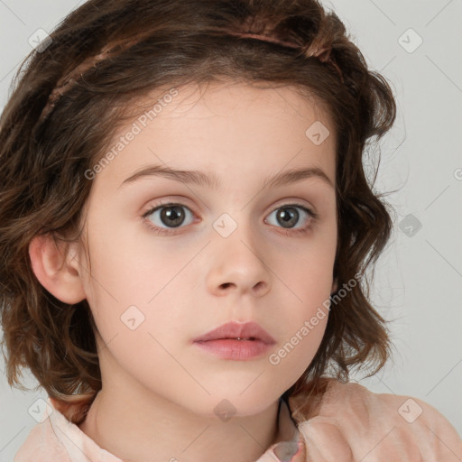 Neutral white child female with medium  brown hair and brown eyes