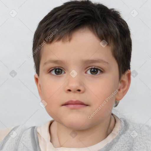 Neutral white child male with short  brown hair and brown eyes