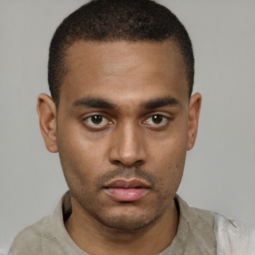 Neutral latino young-adult male with short  brown hair and brown eyes