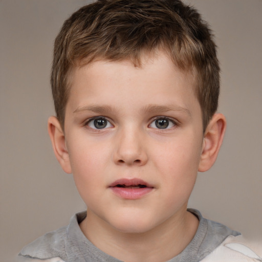 Neutral white child male with short  brown hair and brown eyes