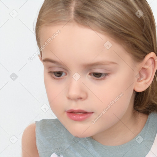 Neutral white child female with short  brown hair and brown eyes