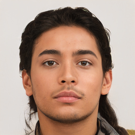 Neutral asian young-adult male with short  brown hair and brown eyes