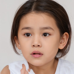 Neutral white child female with medium  brown hair and brown eyes