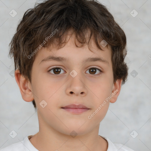 Neutral white child male with short  brown hair and brown eyes