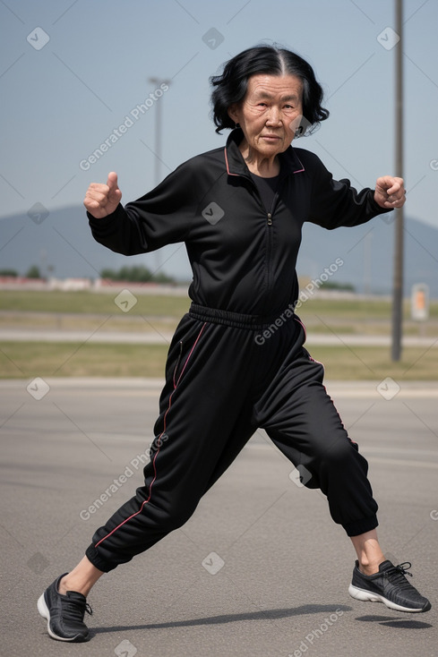 Mongolian elderly non-binary with  black hair