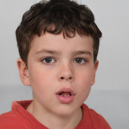 Neutral white child male with short  brown hair and brown eyes