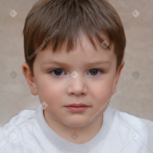 Neutral white child male with short  brown hair and brown eyes