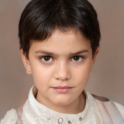 Neutral white child male with short  brown hair and brown eyes