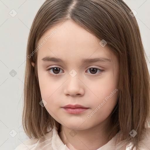 Neutral white child female with medium  brown hair and brown eyes